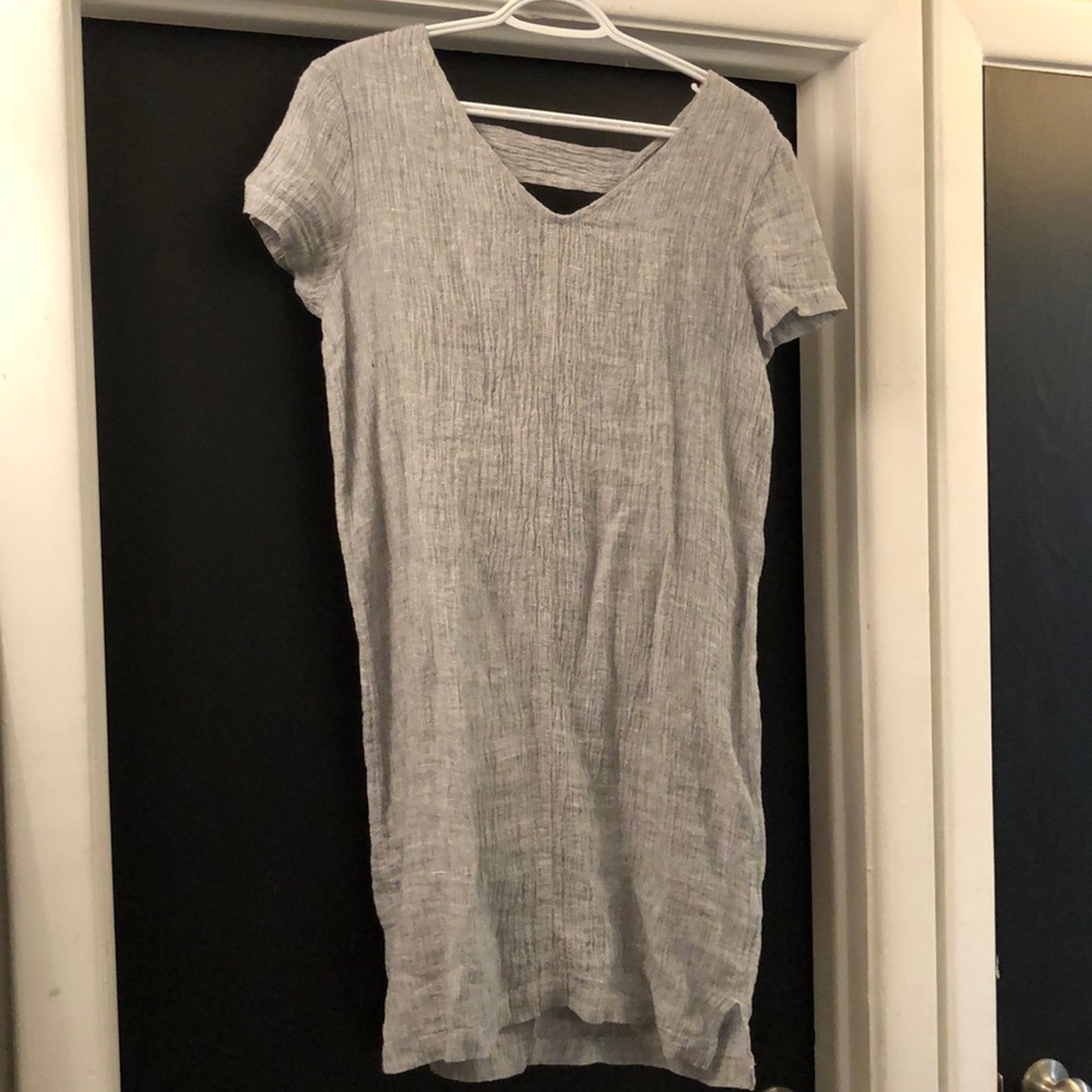 Tahari 100% linen heather grey dress